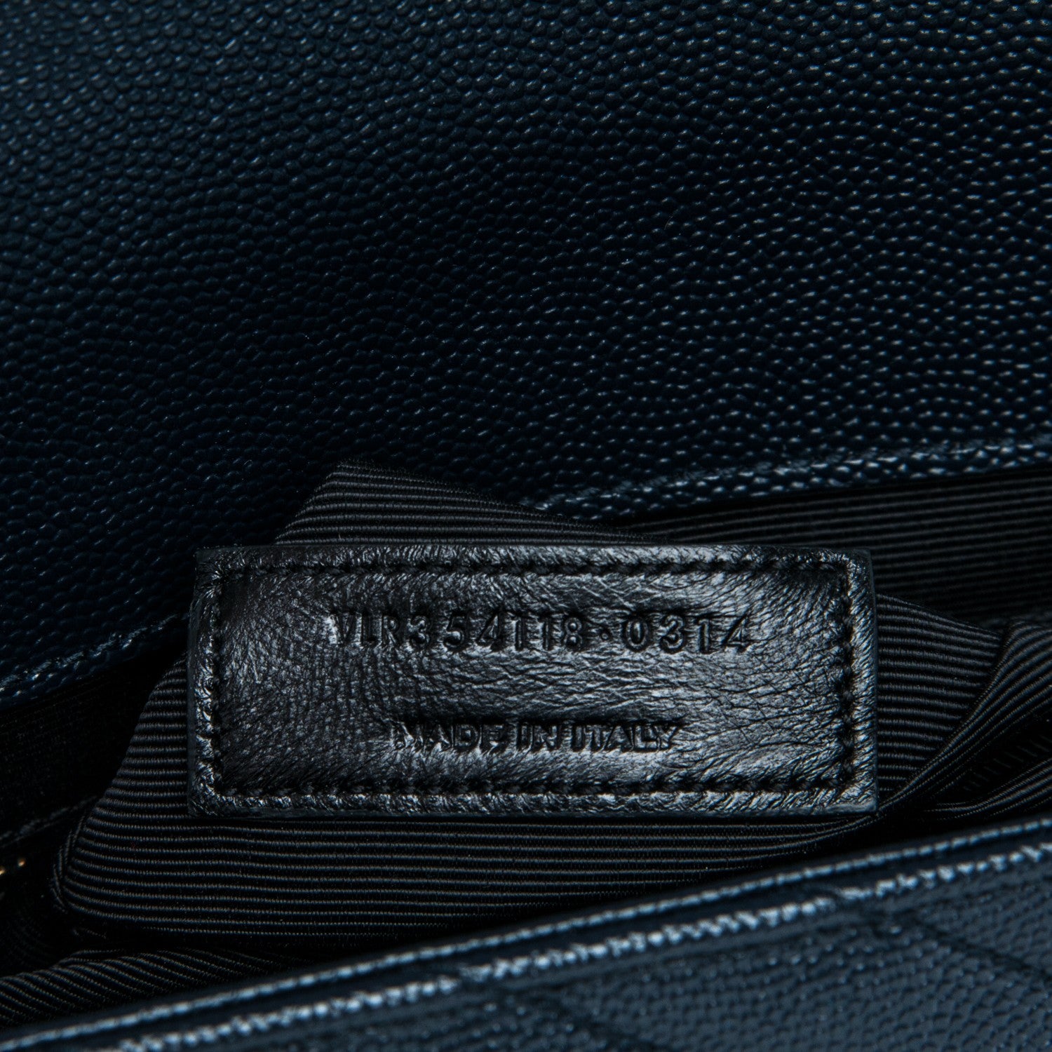 Saint Laurent Grain De Poudre Matelasse Chevron Large Monogram Satchel Navy Blue 8 of 8