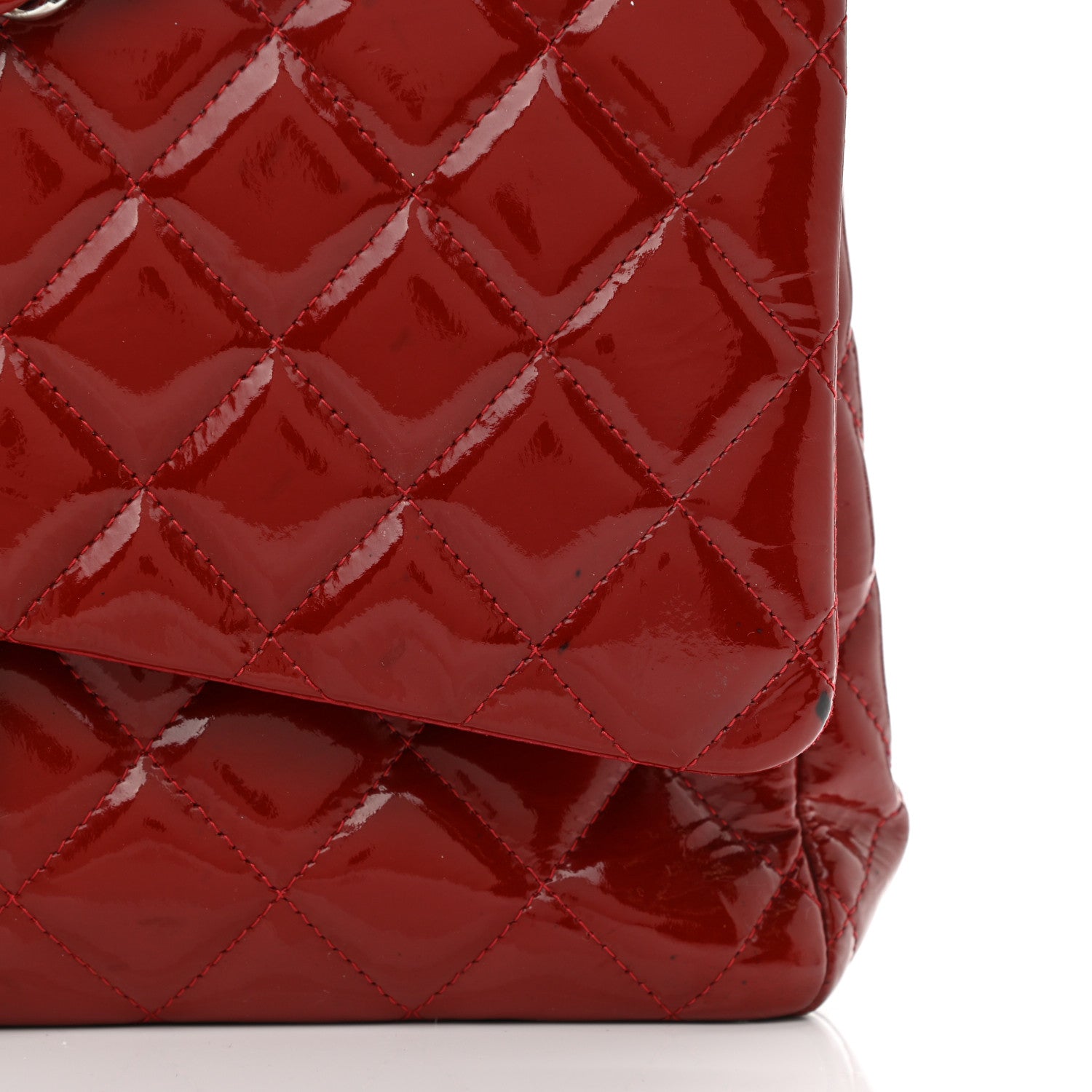 Chanel Patent Quilted Maxi Double Flap Red 12 of 13