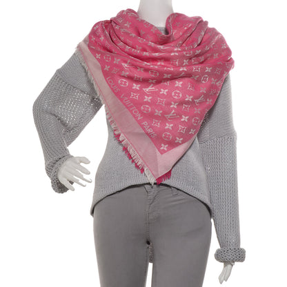 Louis Vuitton Wool Silk Monogram Denim Shawl Pivoine 2 of 5