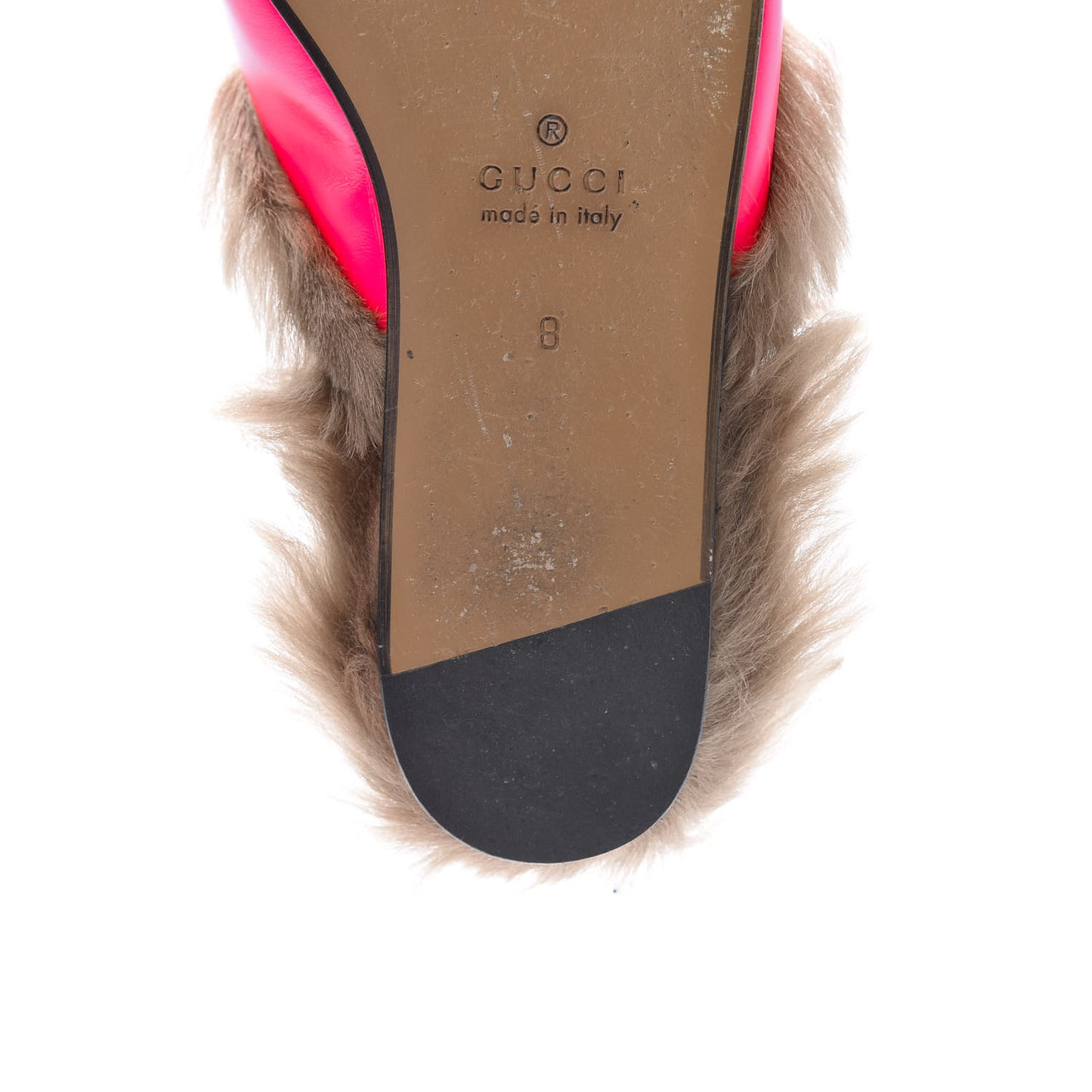 Calfskin Fur Mens Princetown Slippers 8 Fuxia Fluo Natural