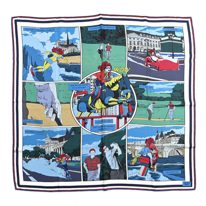 Hermes Silk Carre Wow Double Face Scarf 90 Bleu Vert Bleu Dur 1 of 7