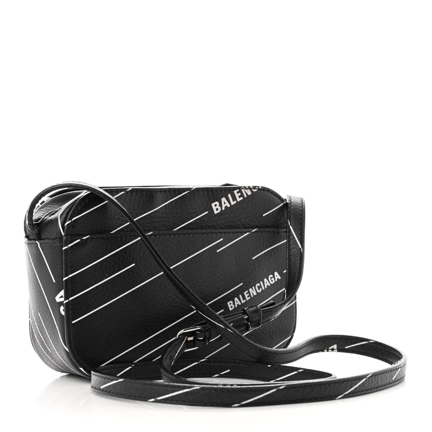 Calfskin Logo Print XS Everyday Camera Bag Black White
