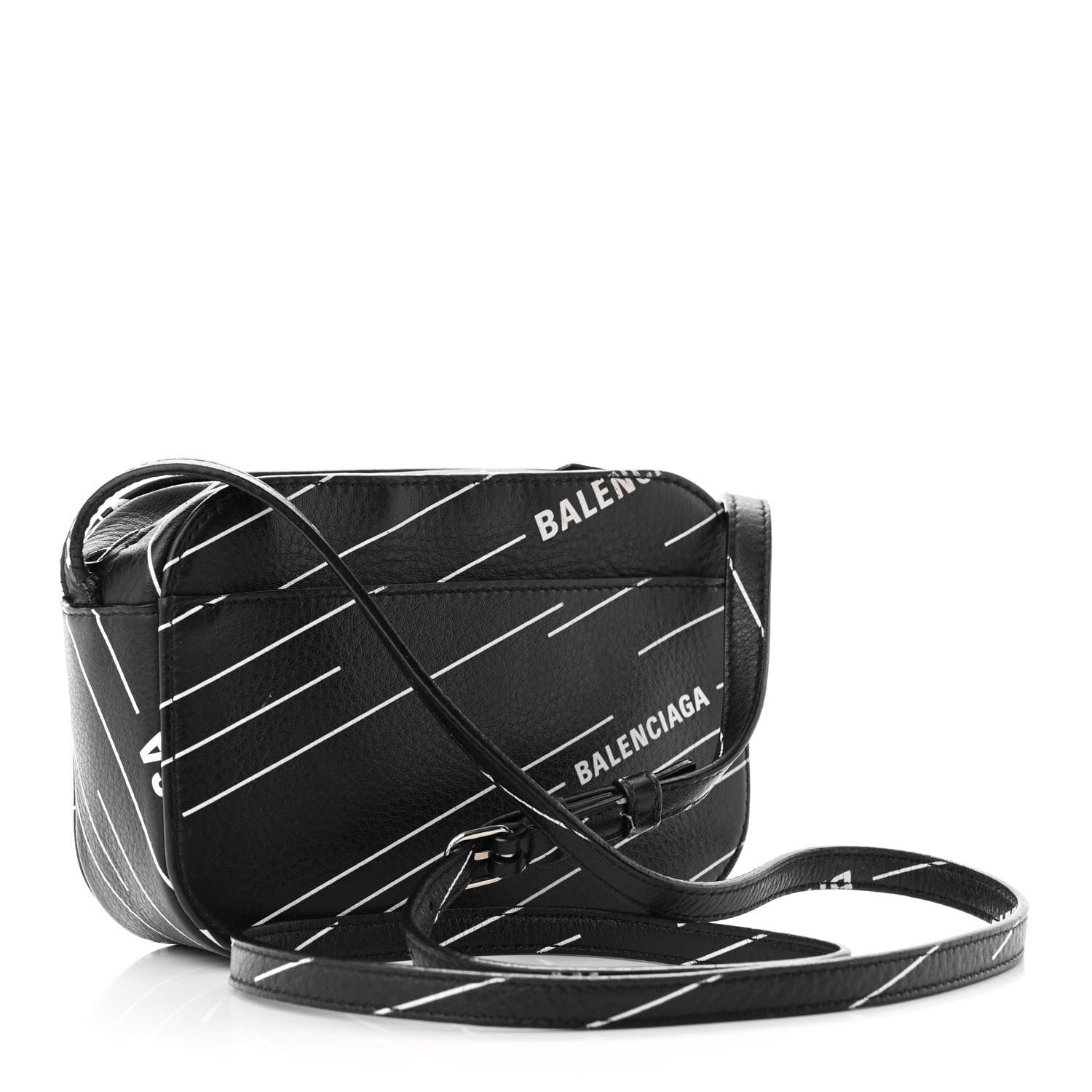 Balenciaga Calfskin Logo Print XS Everyday Camera Bag Black White 3 of 10