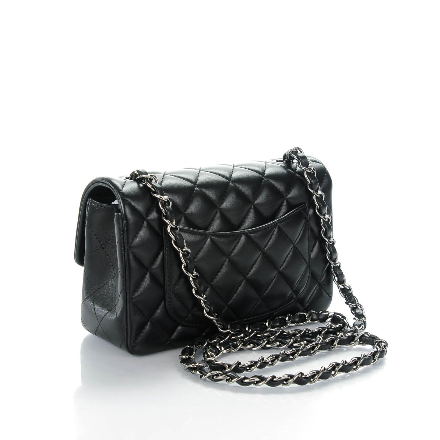 Lambskin Quilted Mini Rectangular Flap Black