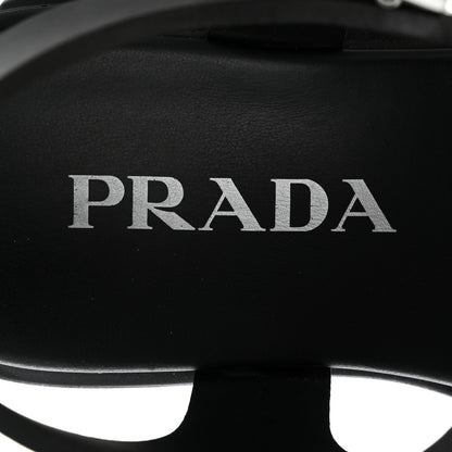 Prada Foam Rubber Metal Triangle Logo Monolith 55mm Soft Cage Sandals 37 Black 8 of 10