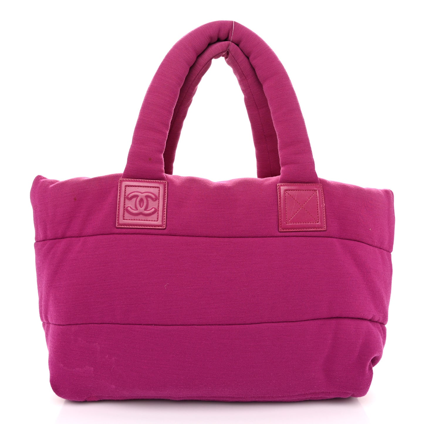 Lambskin Jersey Quilted Medium Coco Cocoon Reversible Tote Navy Fuchsia