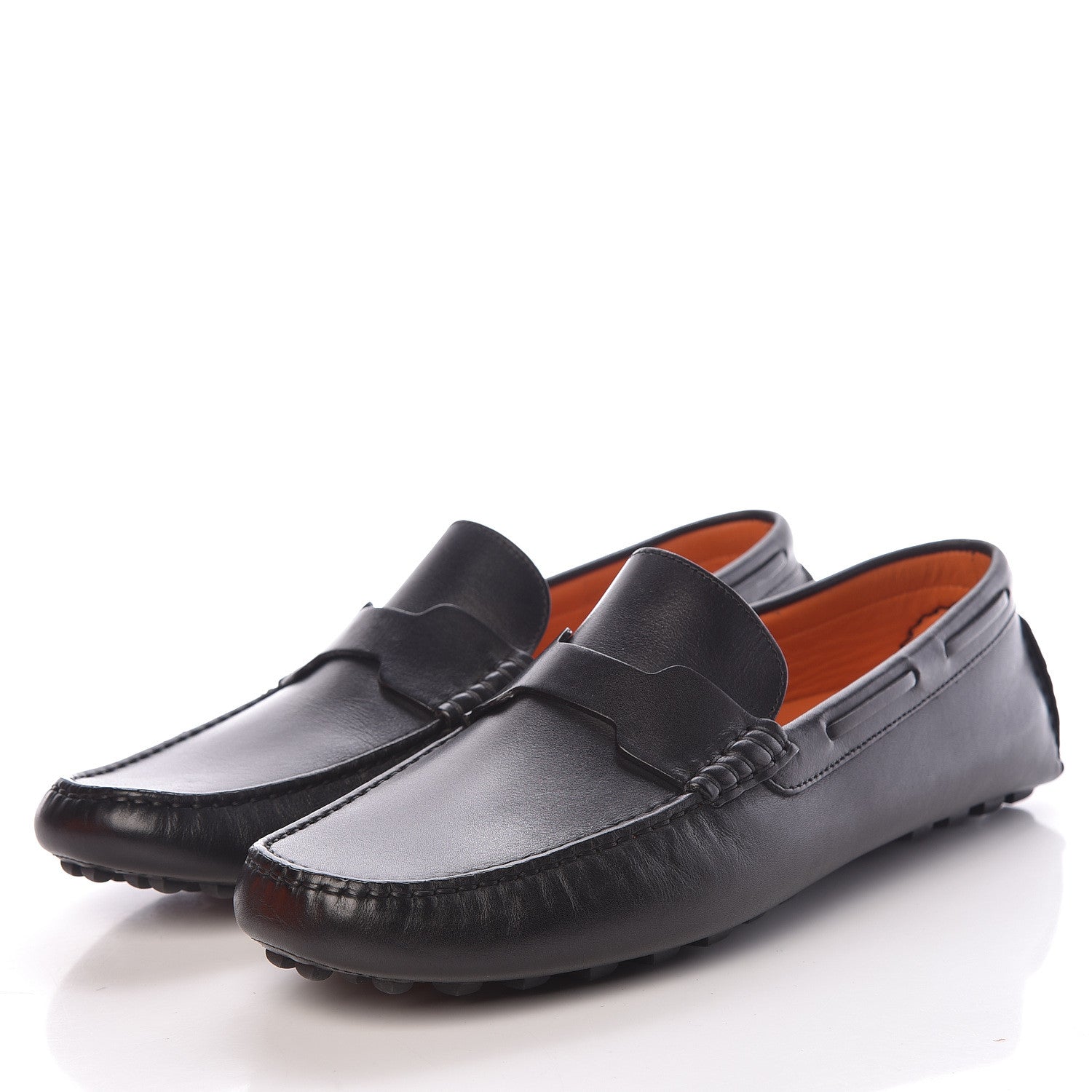 Hermes Calfskin Mens Oscar Loafers 42 Black 3 of 9