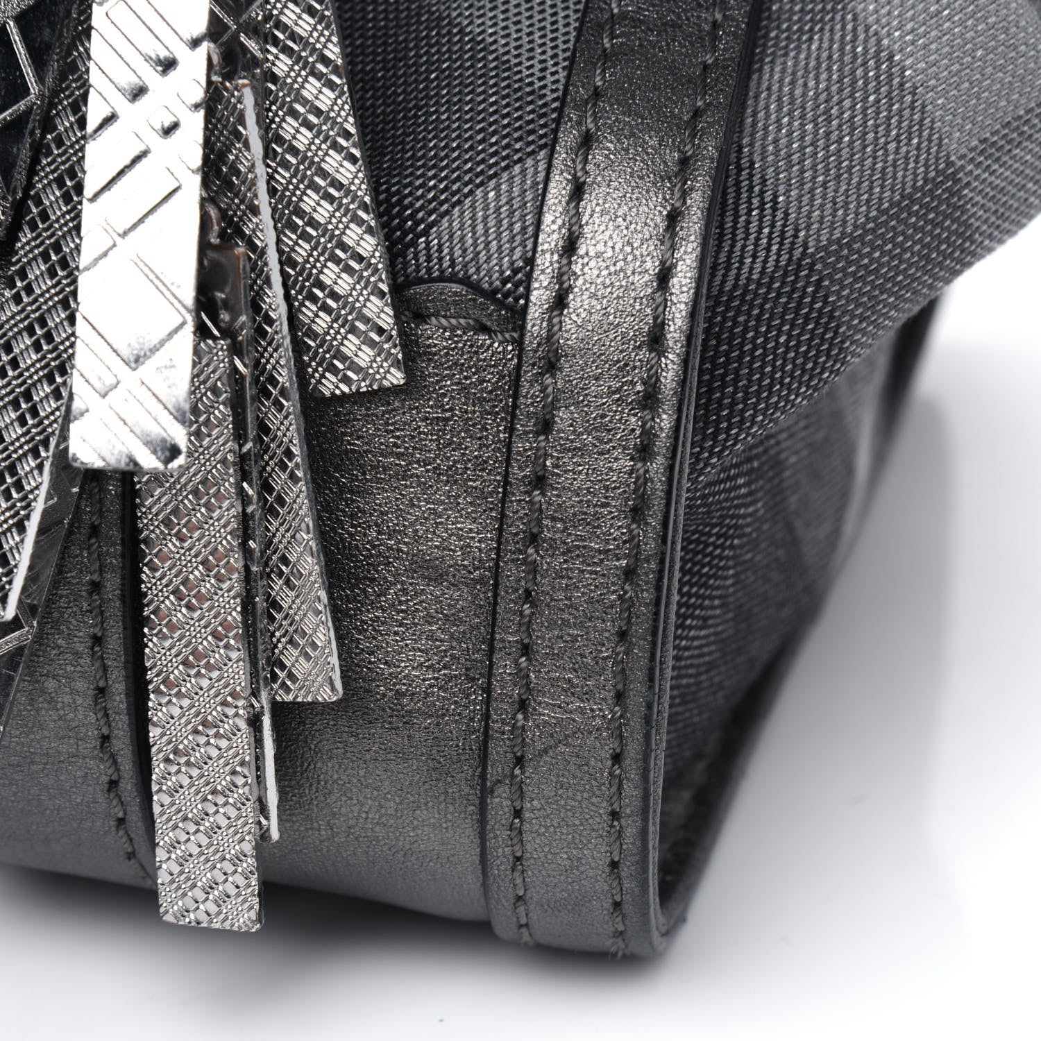 Burberry Shimmer Check Pilgrim Satchel Pewter 13 of 24