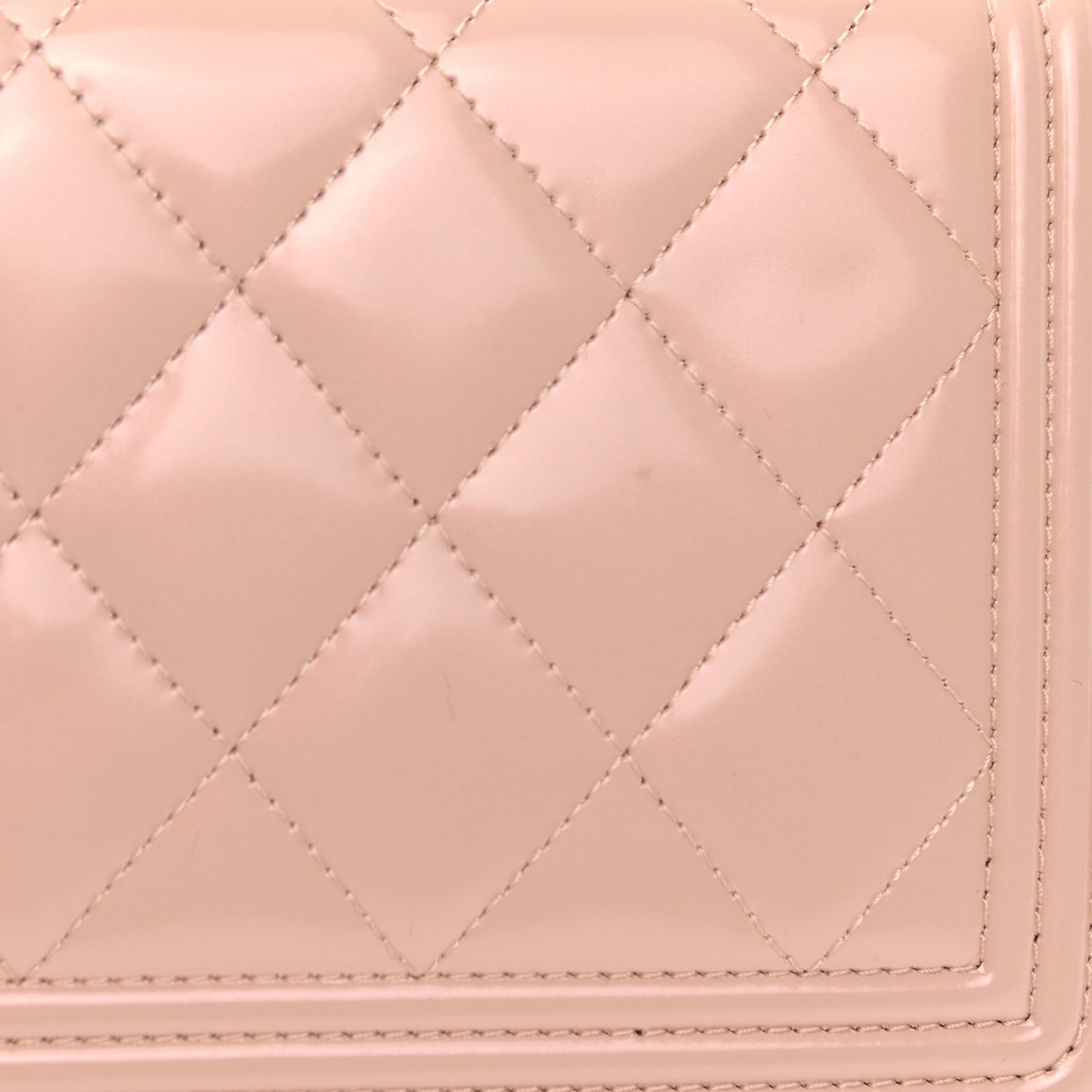 Iridescent Glazed Calfskin Quilted Boy Zip Around Wallet Light Pink