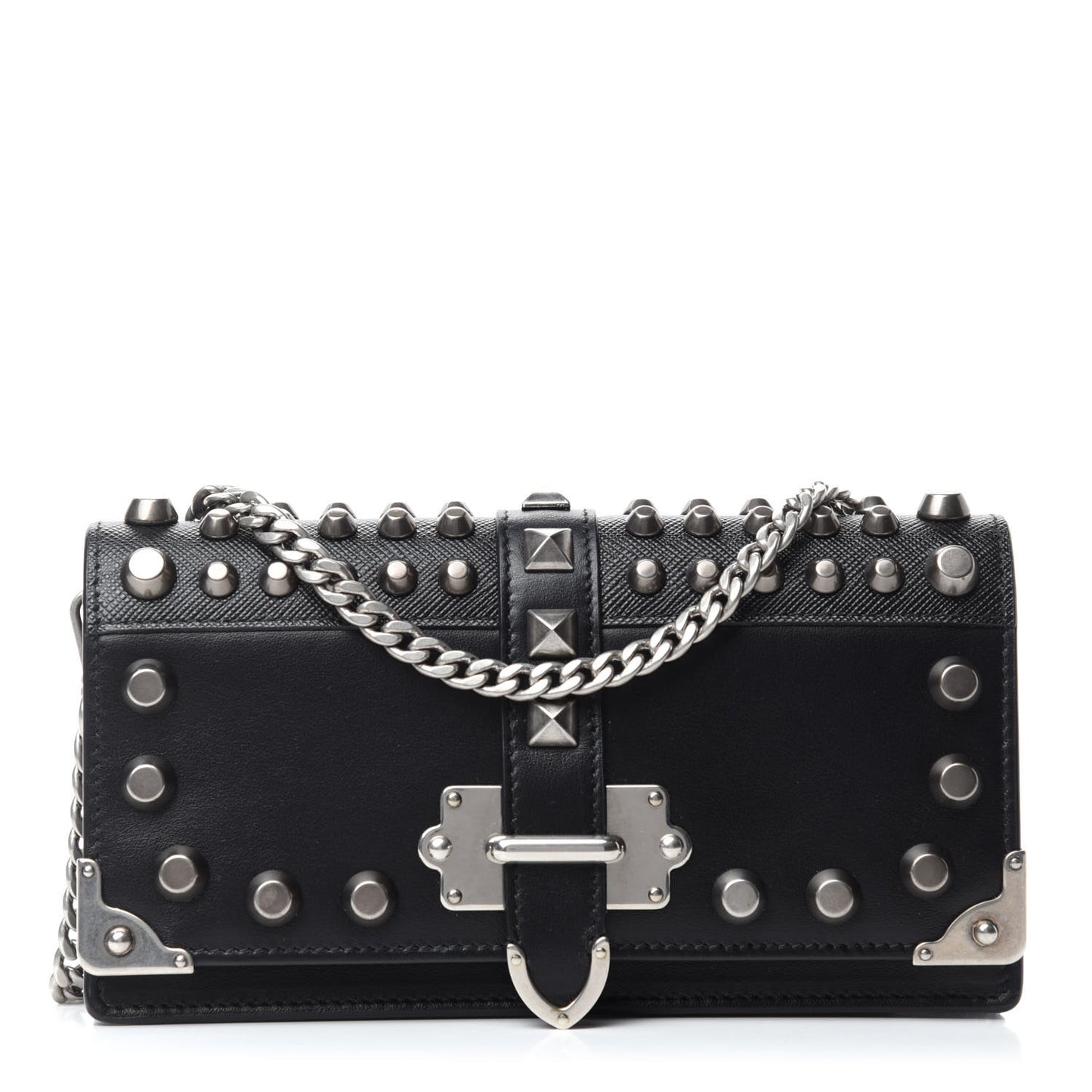City Calfskin Cahier Studded Mini Bag Black
