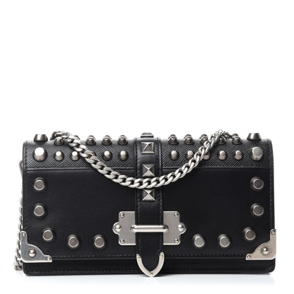 Prada City Calfskin Cahier Studded Mini Bag Black 1 of 11