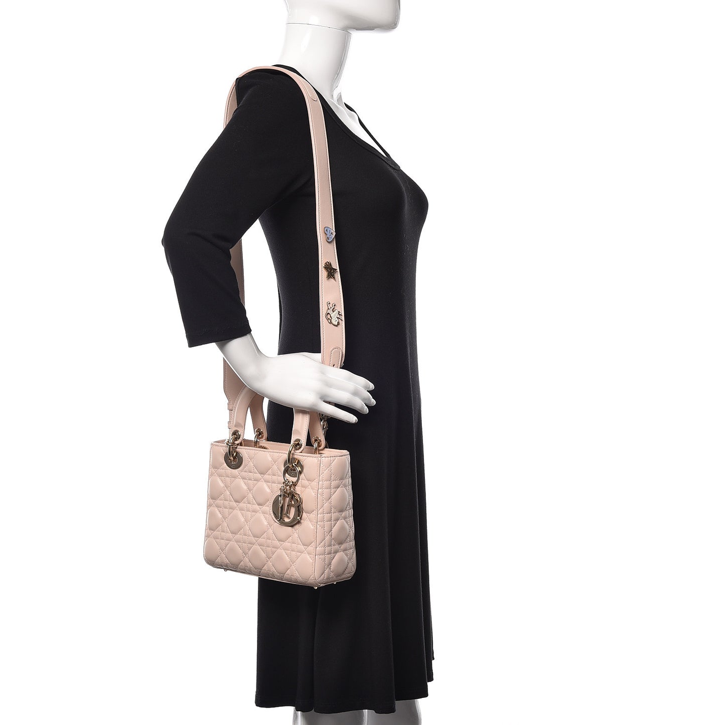 Lambskin Cannage Small Lucky Badges My Lady Dior Pink