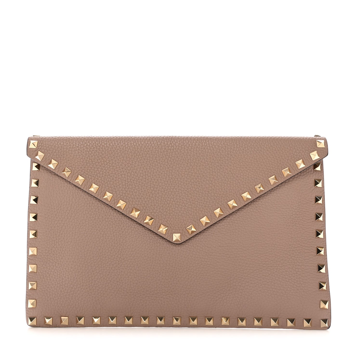 Pebbled Calfskin Large Rockstud Envelope Clutch Poudre
