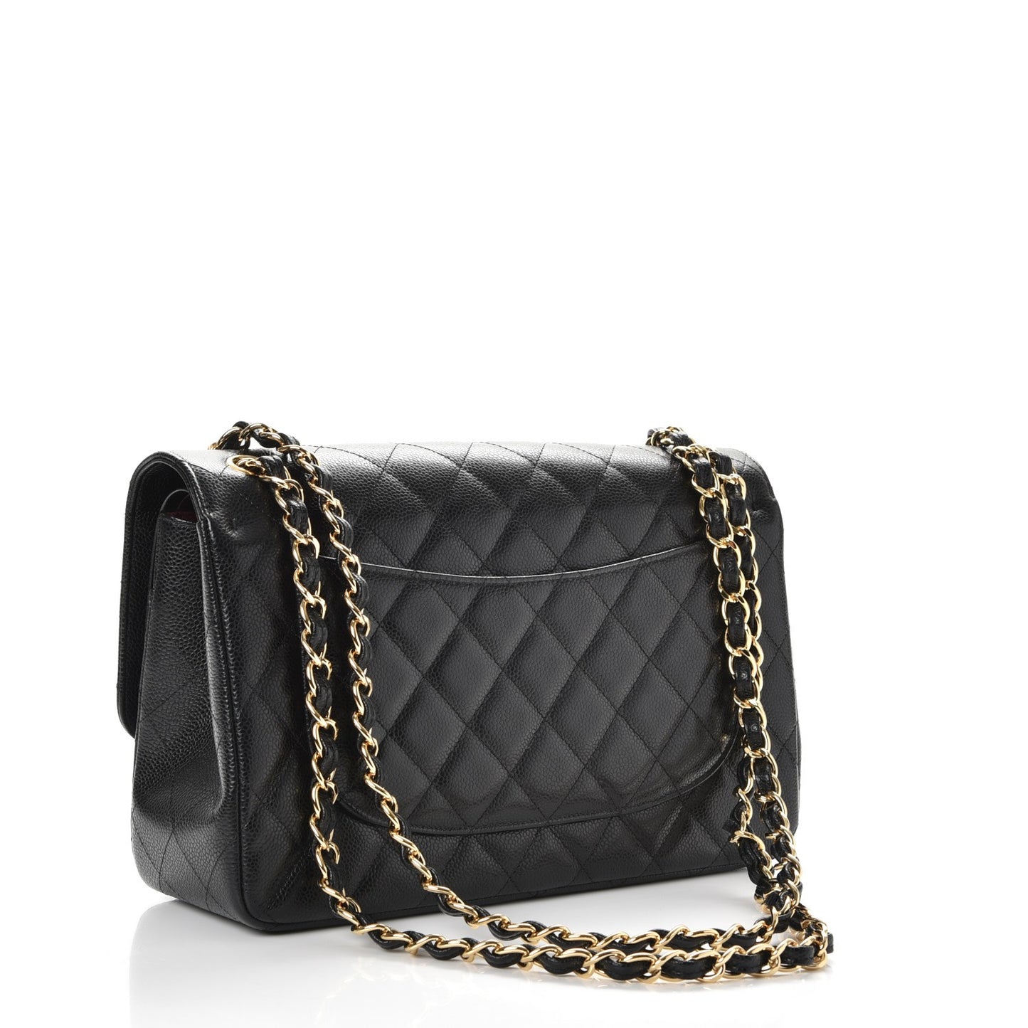 Caviar Quilted Jumbo Double Flap Black