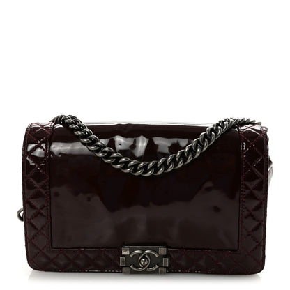 Chanel Patent New Medium Boy Reverso Flap Burgundy 1 of 10