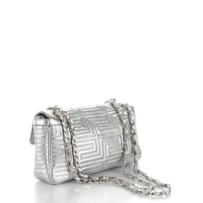 Versace Metallic Calfskin Quilted Couture Shoulder Bag Silver 3 of 7