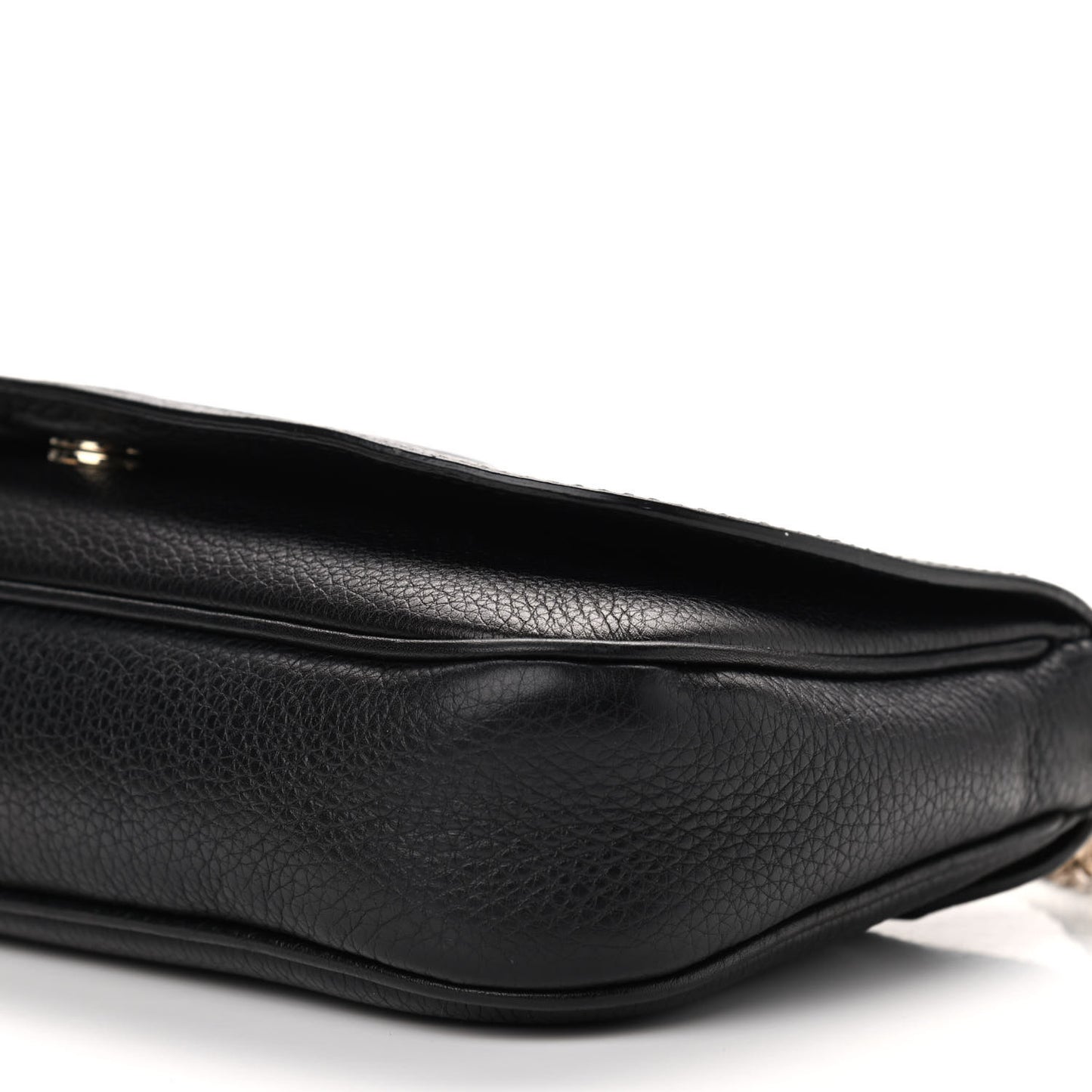 Pebbled Calfskin Medium Soho Flap Crossbody Black