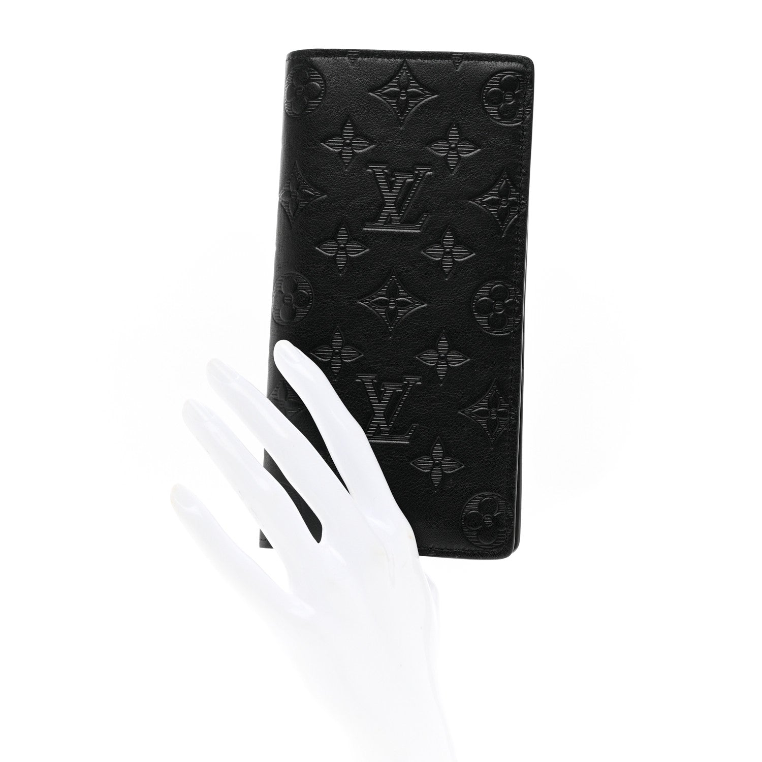 Louis Vuitton Calfskin Monogram Shadow Brazza Wallet Black 2 of 6