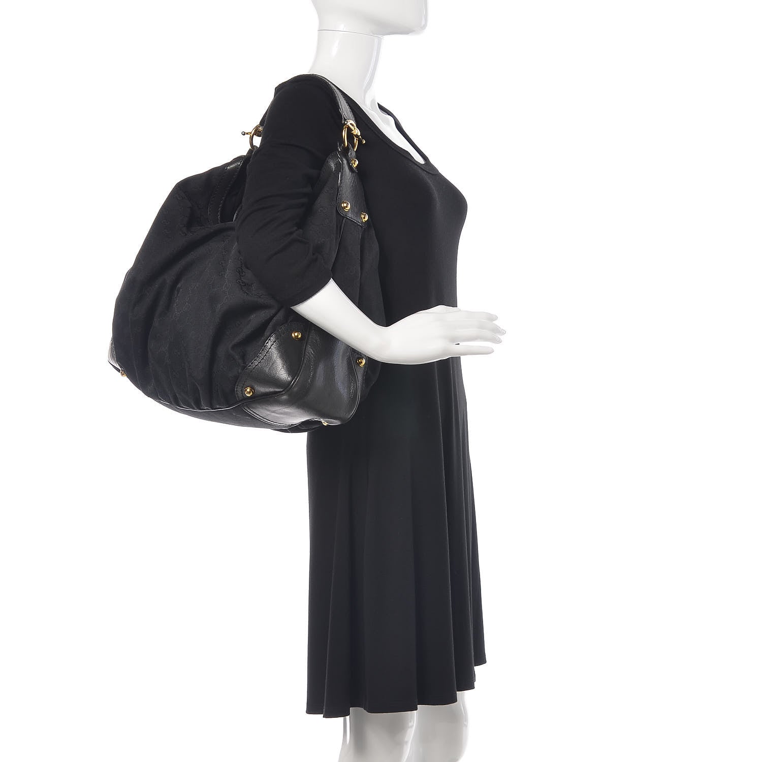 Gucci Monogram Large Jockey Hobo Black 2 of 17