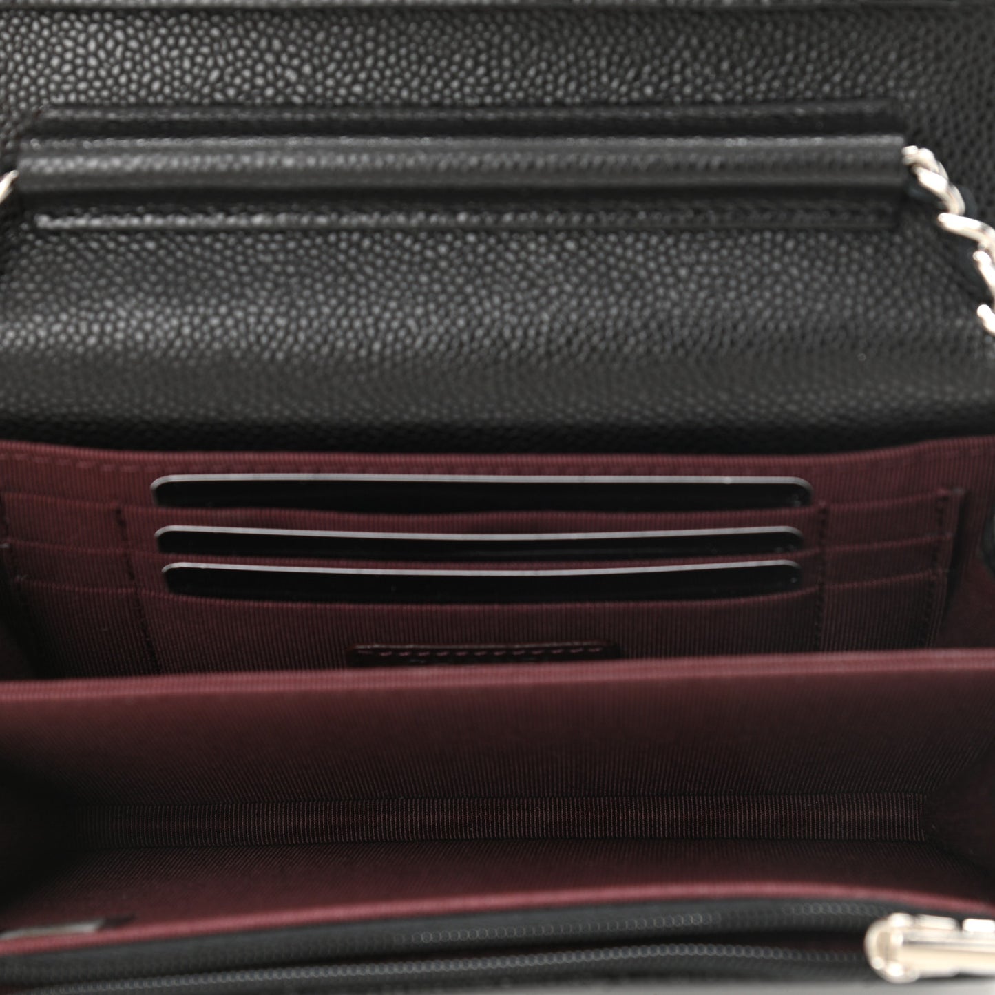 Caviar Quilted Mini Wallet On Chain WOC Black