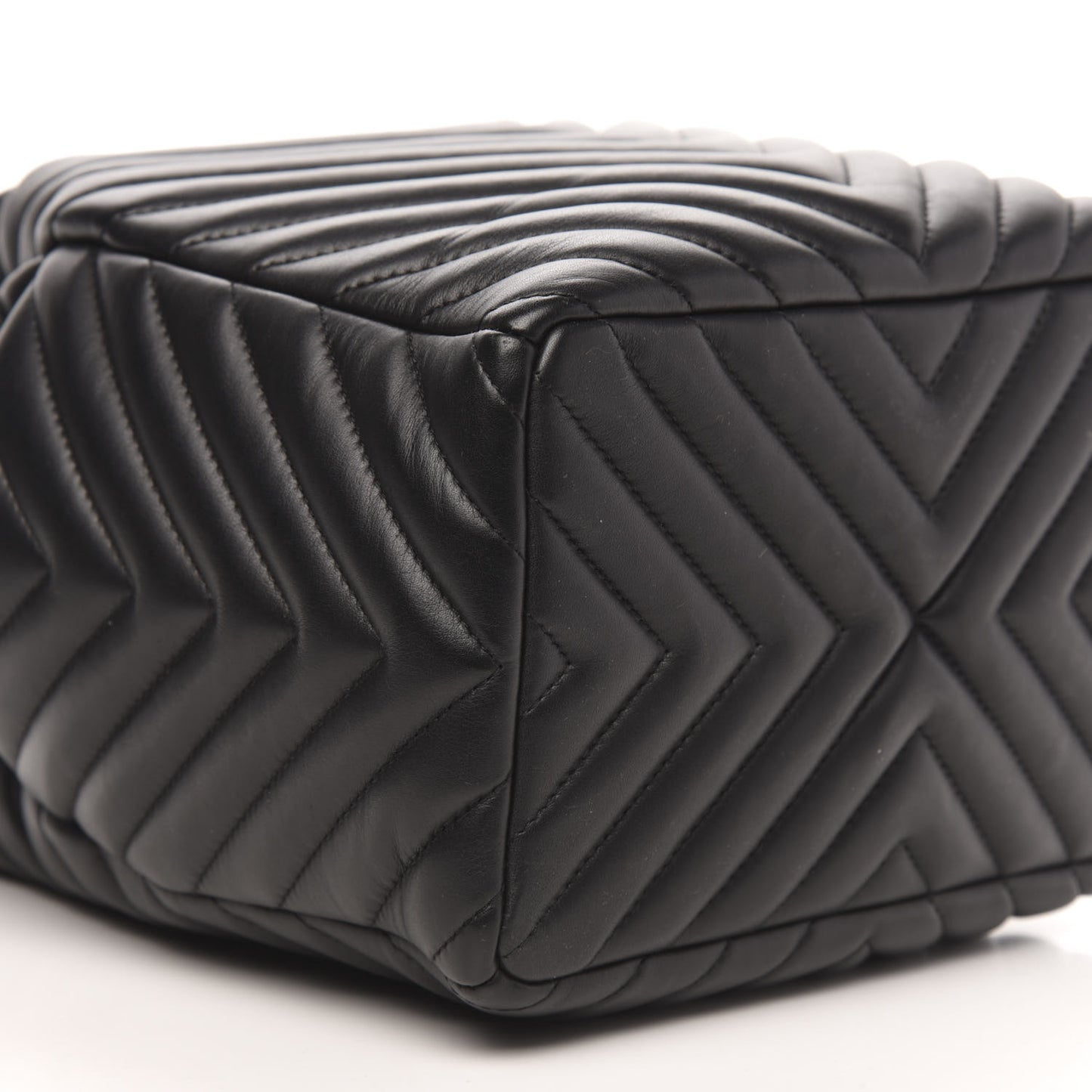 Lambskin Chevron Small Urban Spirit Drawstring Bag Black