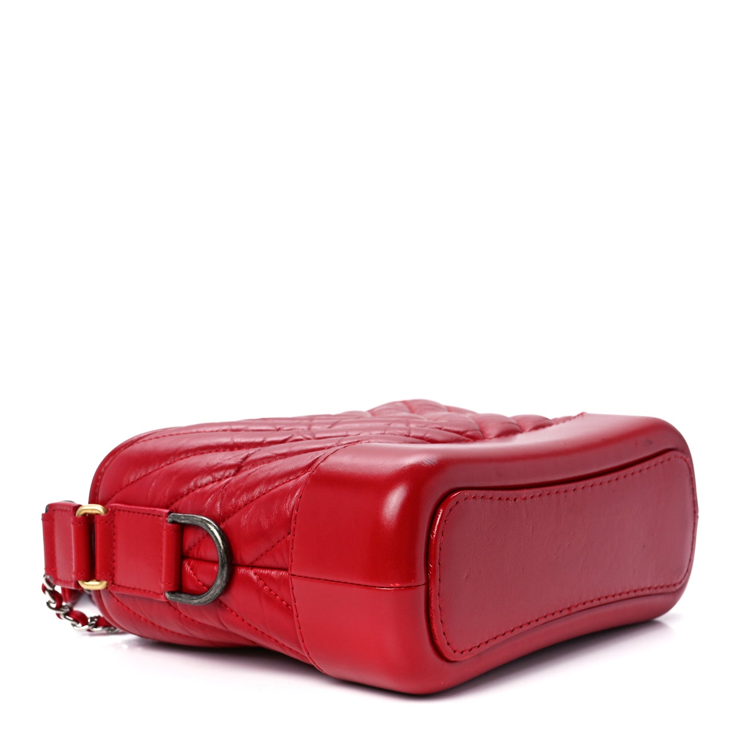 Aged Calfskin Chevron Quilted Small Gabrielle Hobo Red