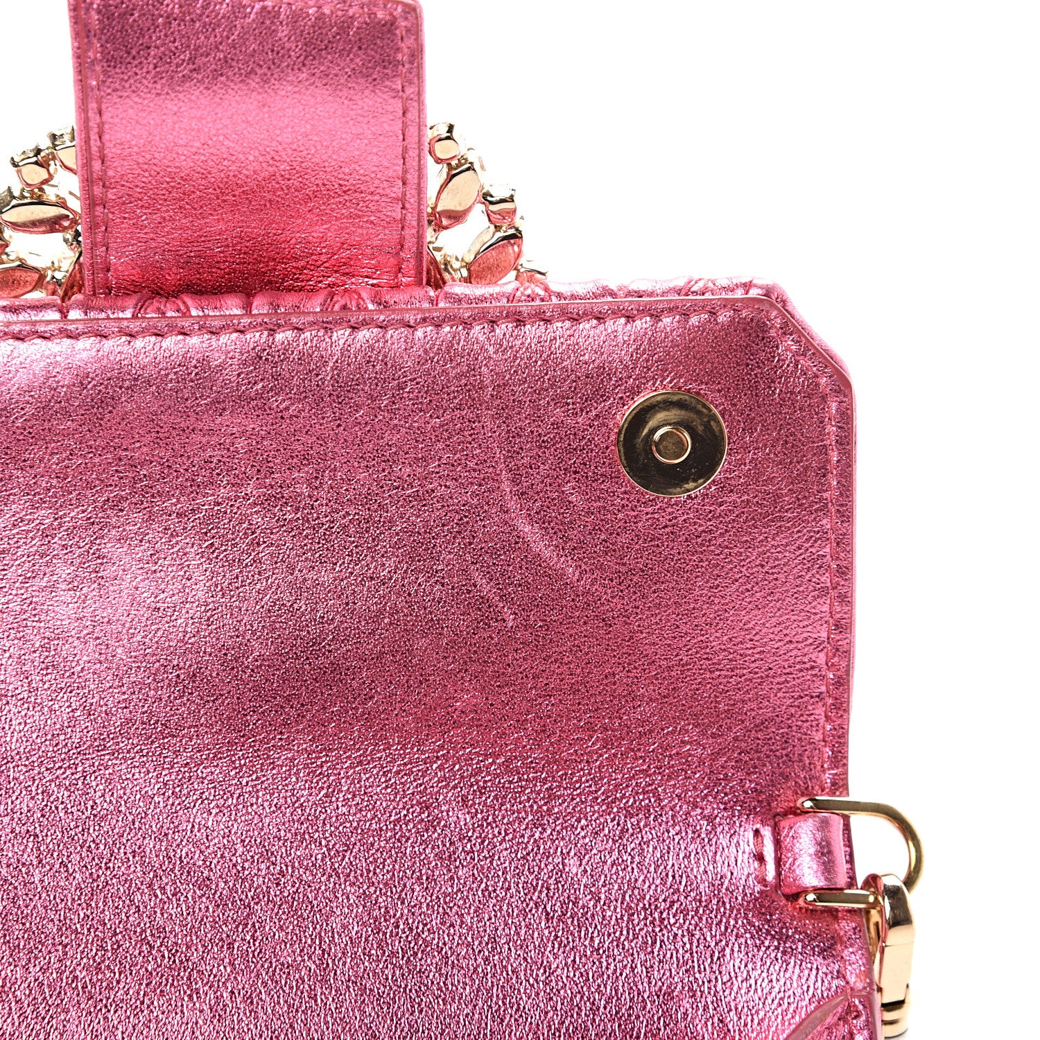 Miu Miu Metallic Nappa Matelasse Crystal Embellished Lady Crossbody Pink 9 of 12