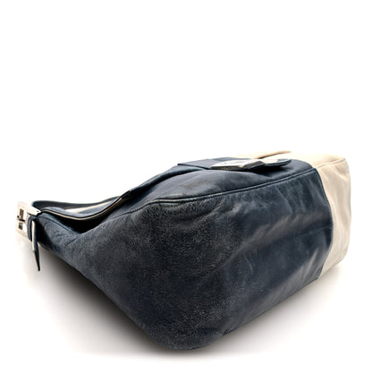 Fendi Vitello Bi-Color Mama Baguette Blue Beige 4 of 9
