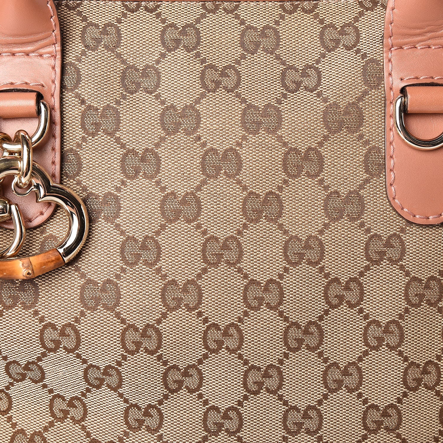Gucci Monogram Heart Bit Charm Top Handle Tote Coral 8 of 16