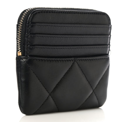 Chanel Lambskin Quilted Chanel 19 Zip Card Holder Wallet Black 3 of 11