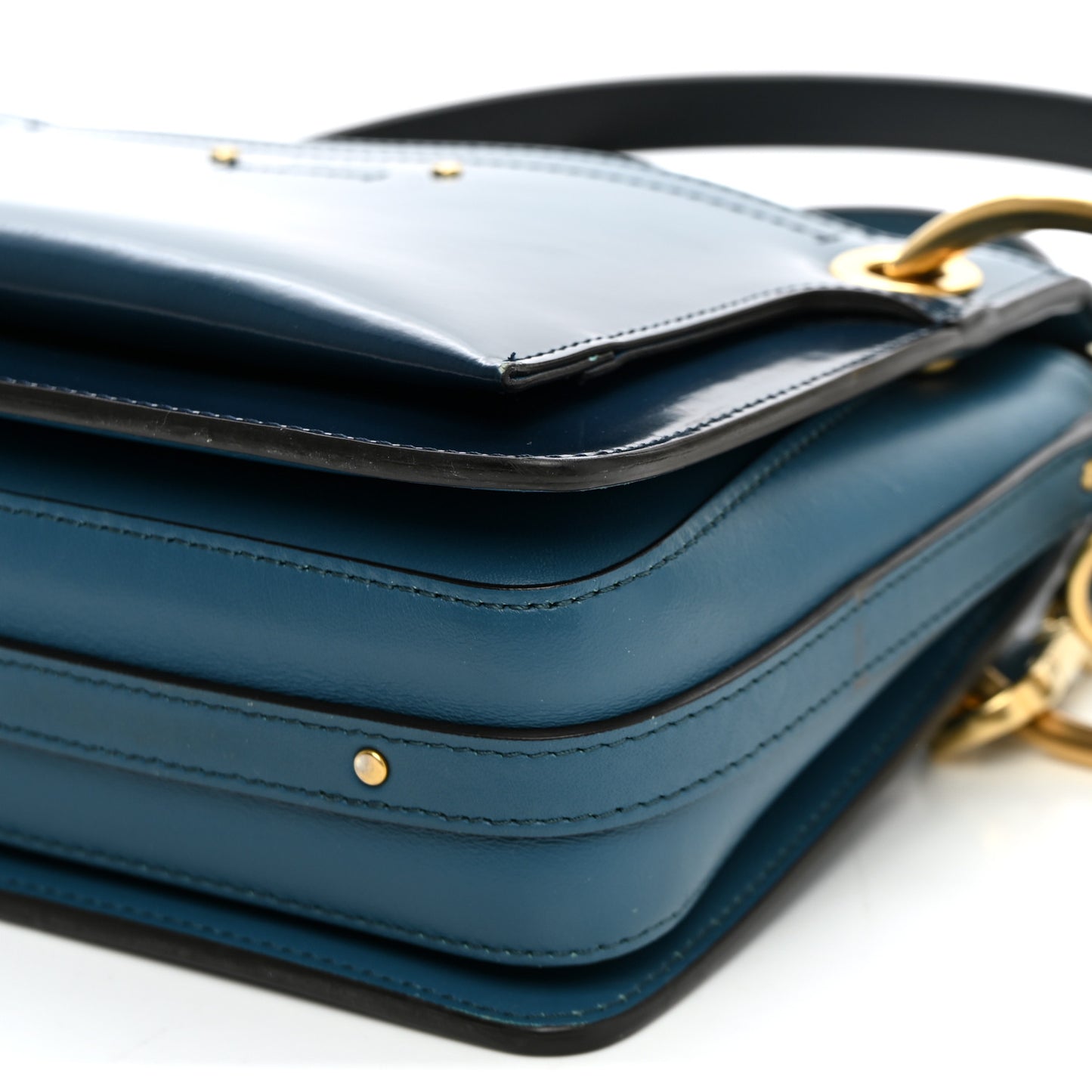 Glossy Lambskin Small Roy Bag Vinyl Blue