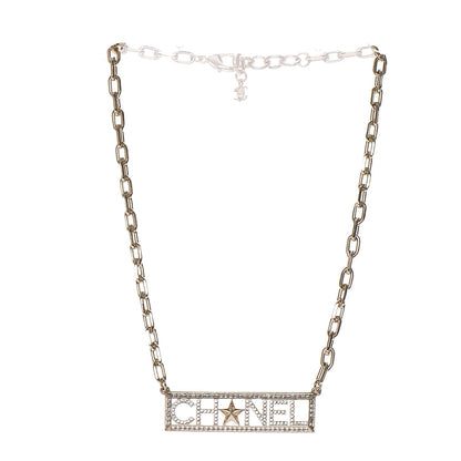 Chanel Crystal Chain Short Logo Necklace Gold 3 of 4