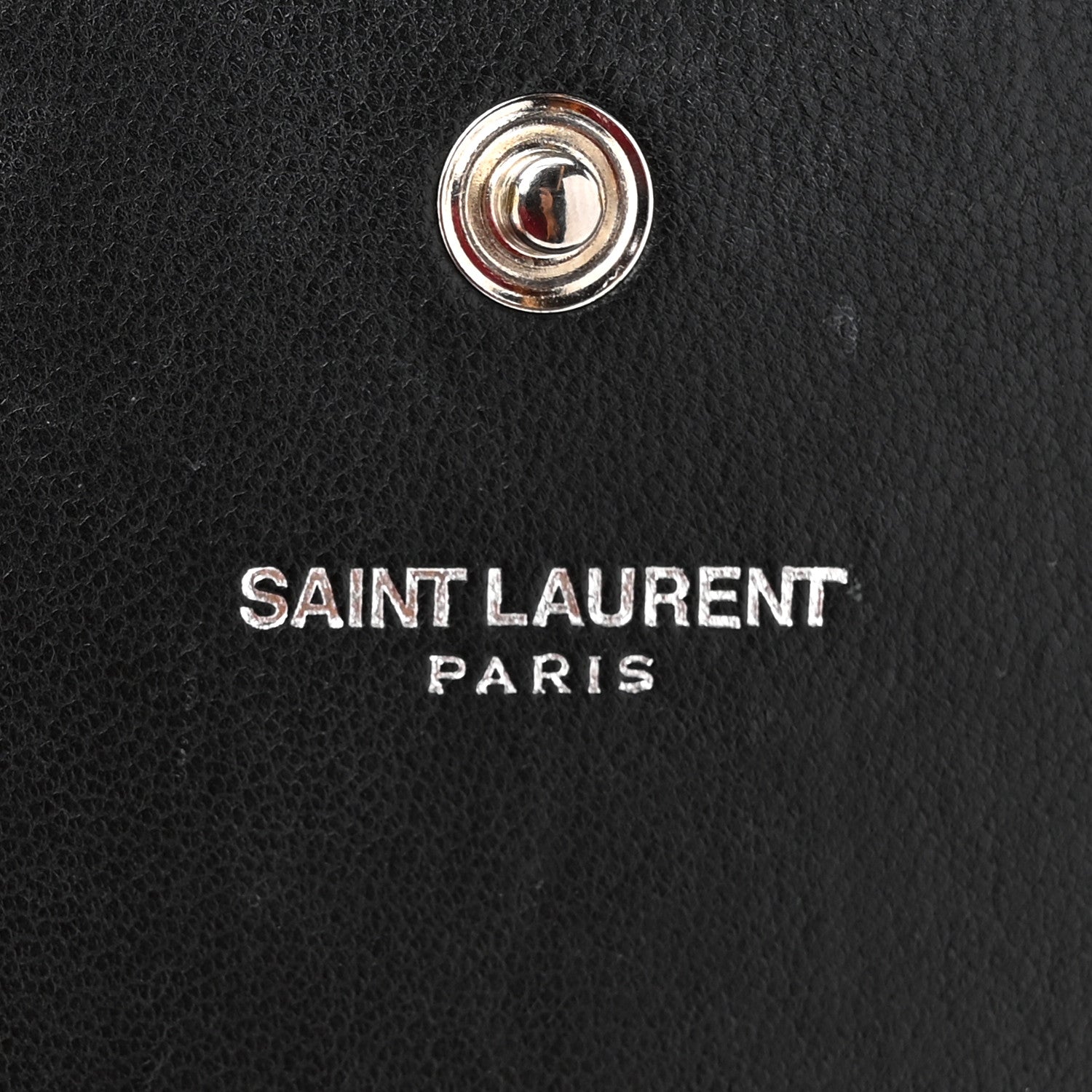 Saint Laurent Calfskin Crocodile Embossed Monogram Chain Wallet Black 6 of 9