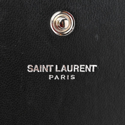 Saint Laurent Calfskin Crocodile Embossed Monogram Chain Wallet Black 6 of 9