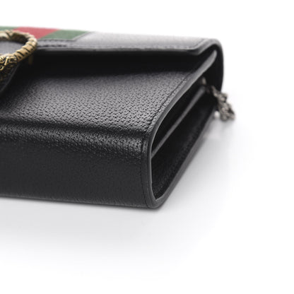 Gucci Calfskin Web Mini Dionysus Chain Wallet Black 9 of 11