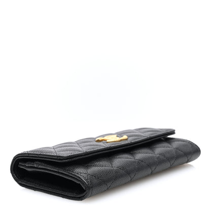 Chanel Caviar Quilted Textured CC Flap Wallet Black 4 of 8