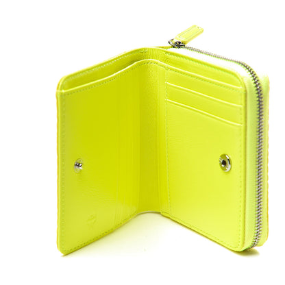 MCM Visetos Mini Zip Around Wallet Neon Yellow 5 of 8