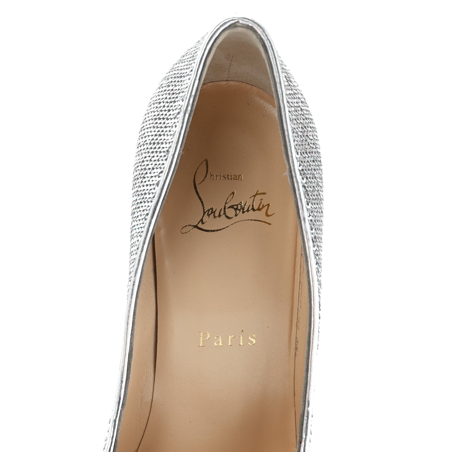 Christian Louboutin Paillettes Hotfix Specchio Pigalle Follies 100 Pumps 36.5 Silver 5 of 6