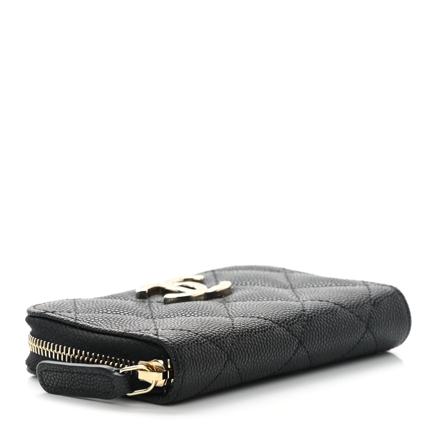 Chanel Caviar Quilted CC Zip Around Card Holder Wallet Black 4 of 8