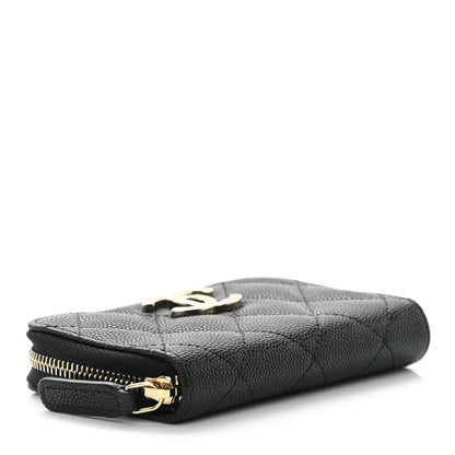 Chanel Caviar Quilted CC Zip Around Card Holder Wallet Black 4 of 8