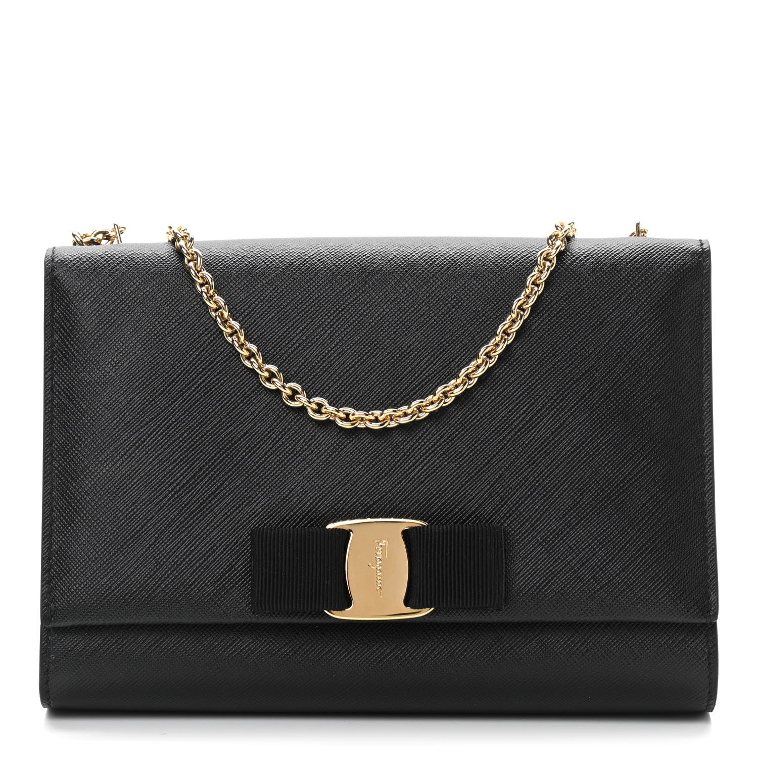Salvatore Ferragamo Printed Calfskin Medium Ginny Shoulder Bag Black 1 of 10