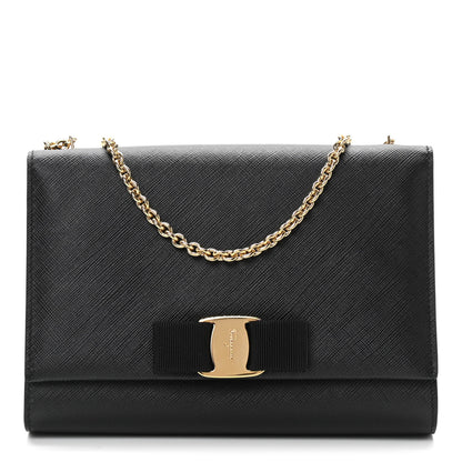 Salvatore Ferragamo Printed Calfskin Medium Ginny Shoulder Bag Black 1 of 10
