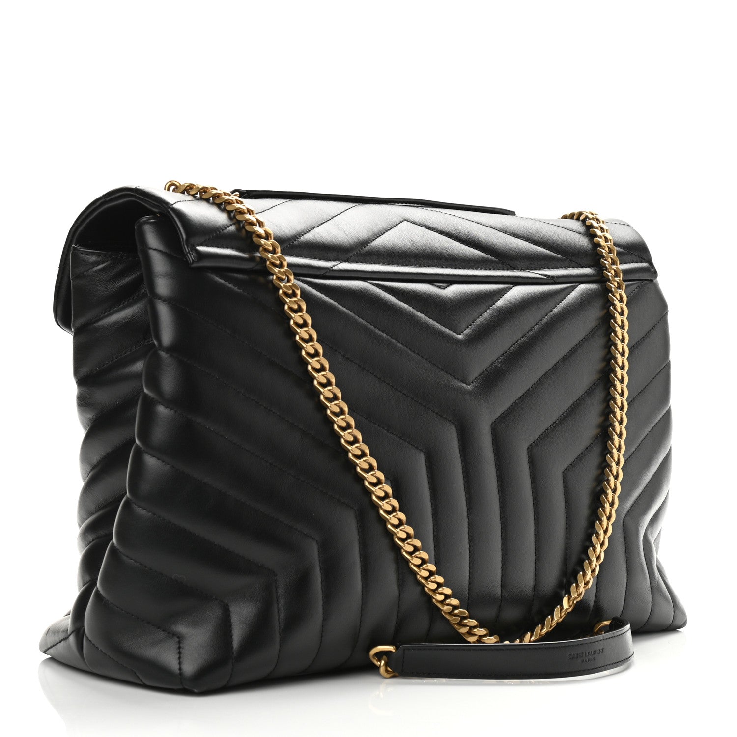Saint Laurent Calfskin Y Quilted Monogram Large Loulou Chain Satchel Black 3 of 9
