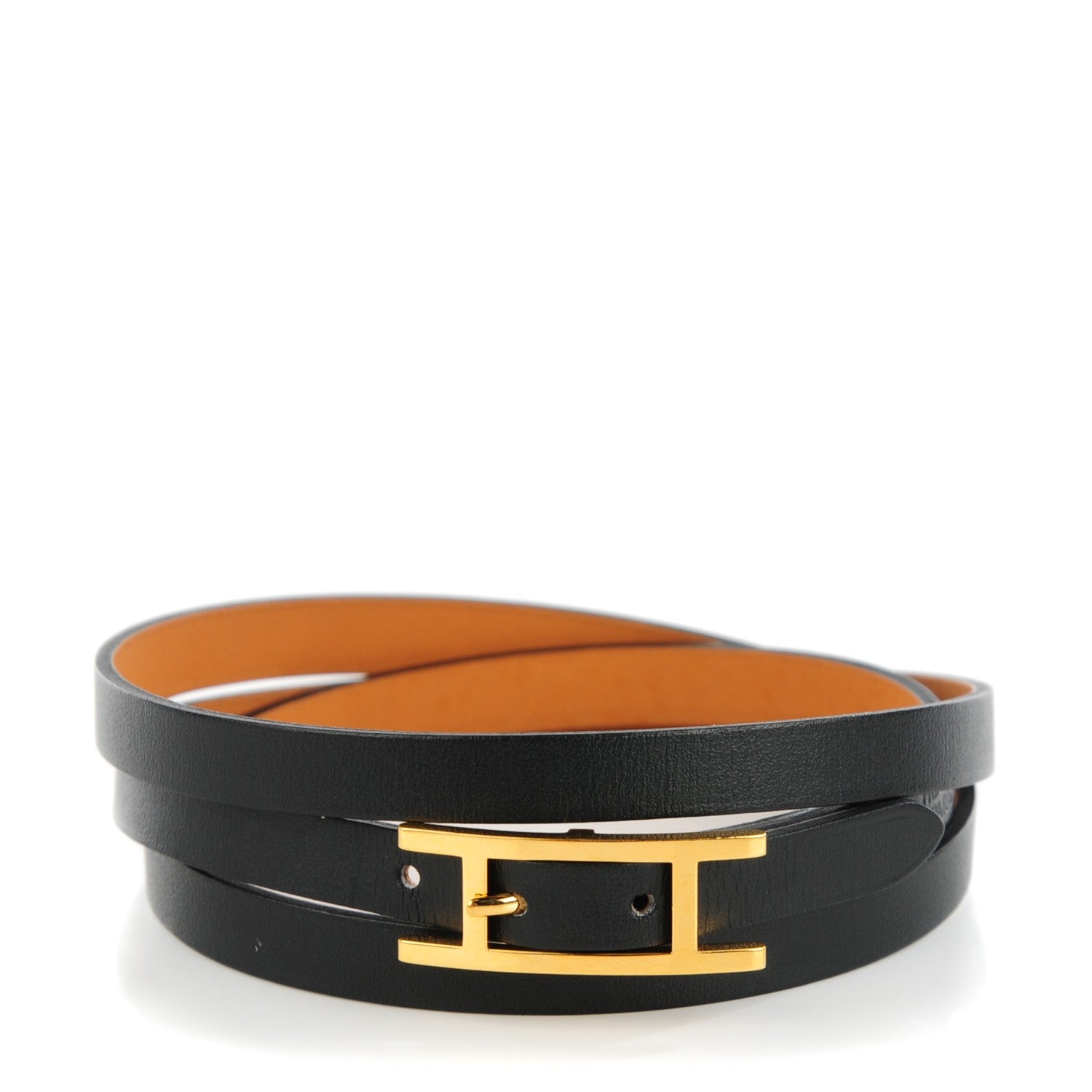 Hermes Chamonix Hapi 3MM Triple Tour Wrap Bracelet Medium Black 1 of 14
