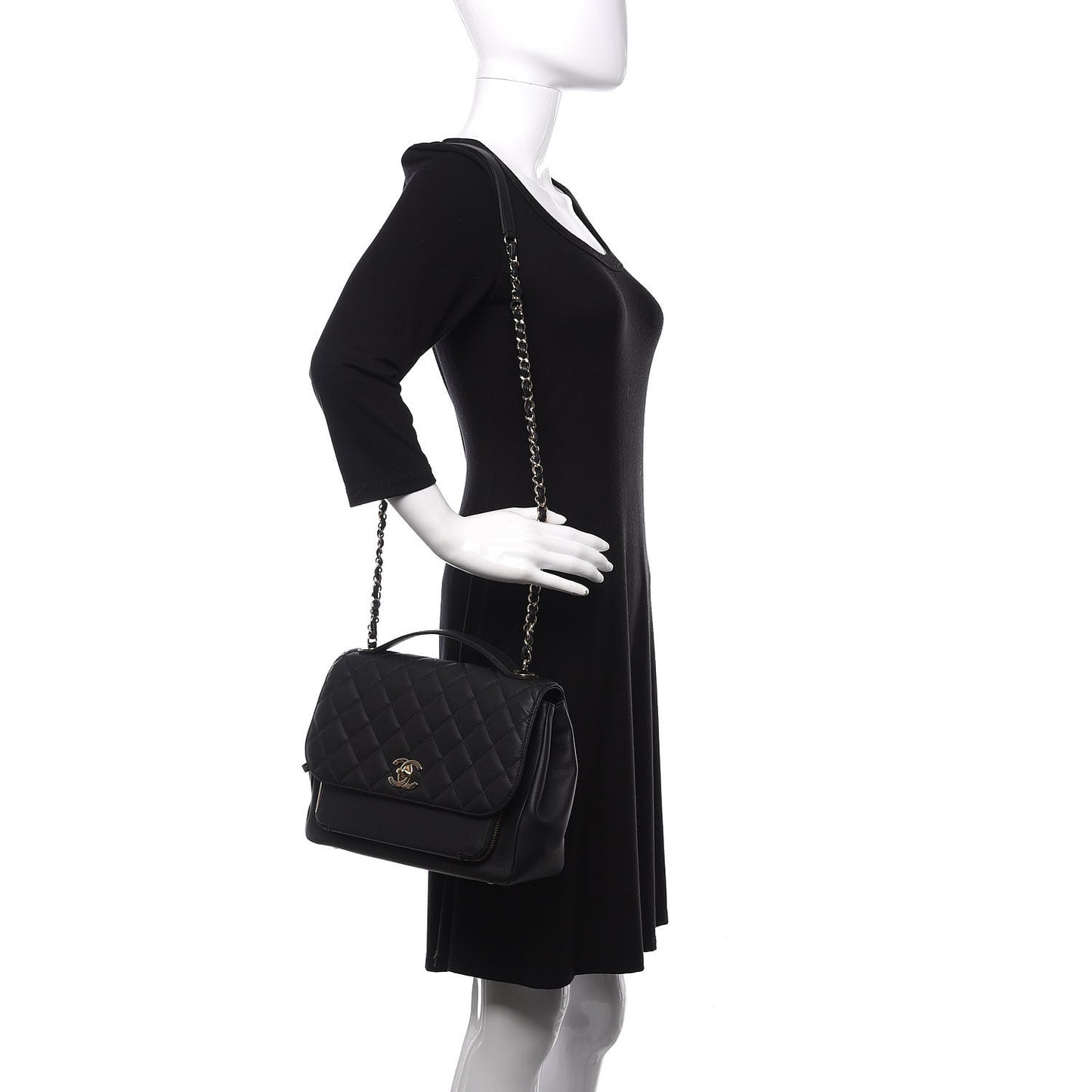 Caviar Quilted Large Business Affinity Flap Black