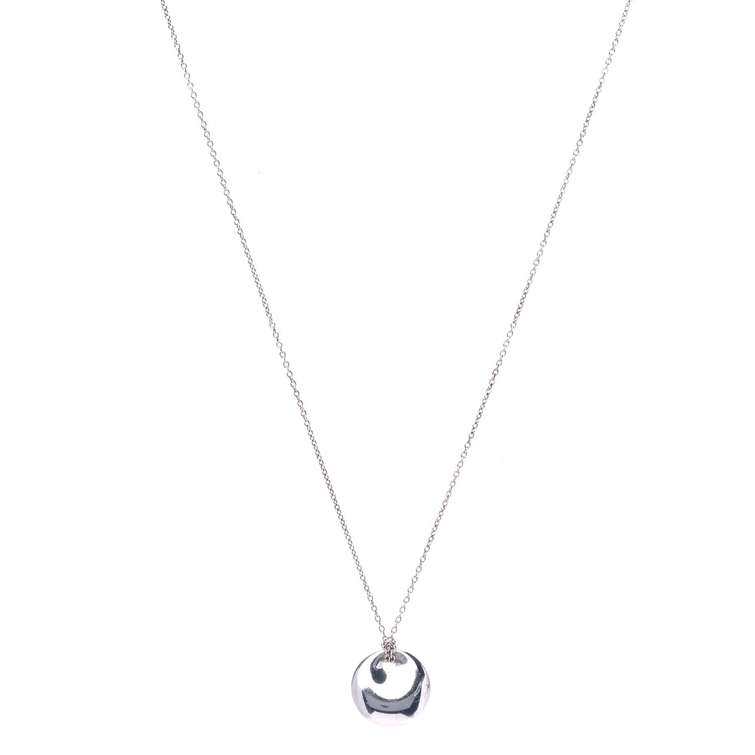 Tiffany Sterling Silver 14mm Elsa Peretti Round Disc Pendant Necklace 1 of 5