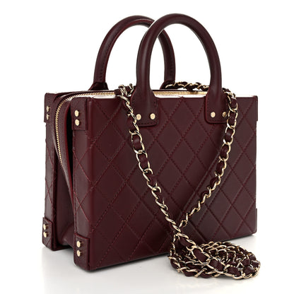 Chanel Calfskin Quilted Studded Square Vanity Case Burgundy 3 of 11