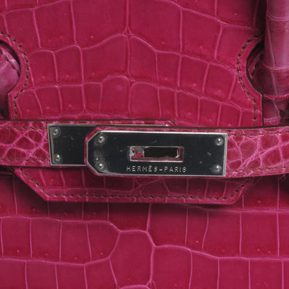 Hermes Niloticus Crocodile Birkin 30 Rose Tyrien 9 of 9