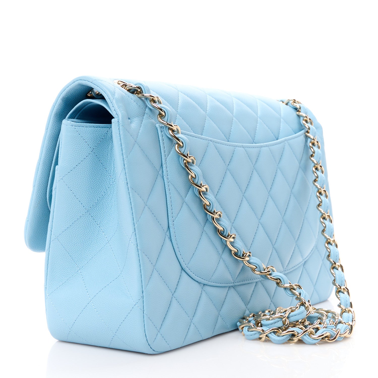 Chanel Caviar Quilted Jumbo Double Flap Light Blue 3 of 12