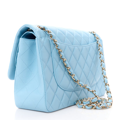 Chanel Caviar Quilted Jumbo Double Flap Light Blue 3 of 12